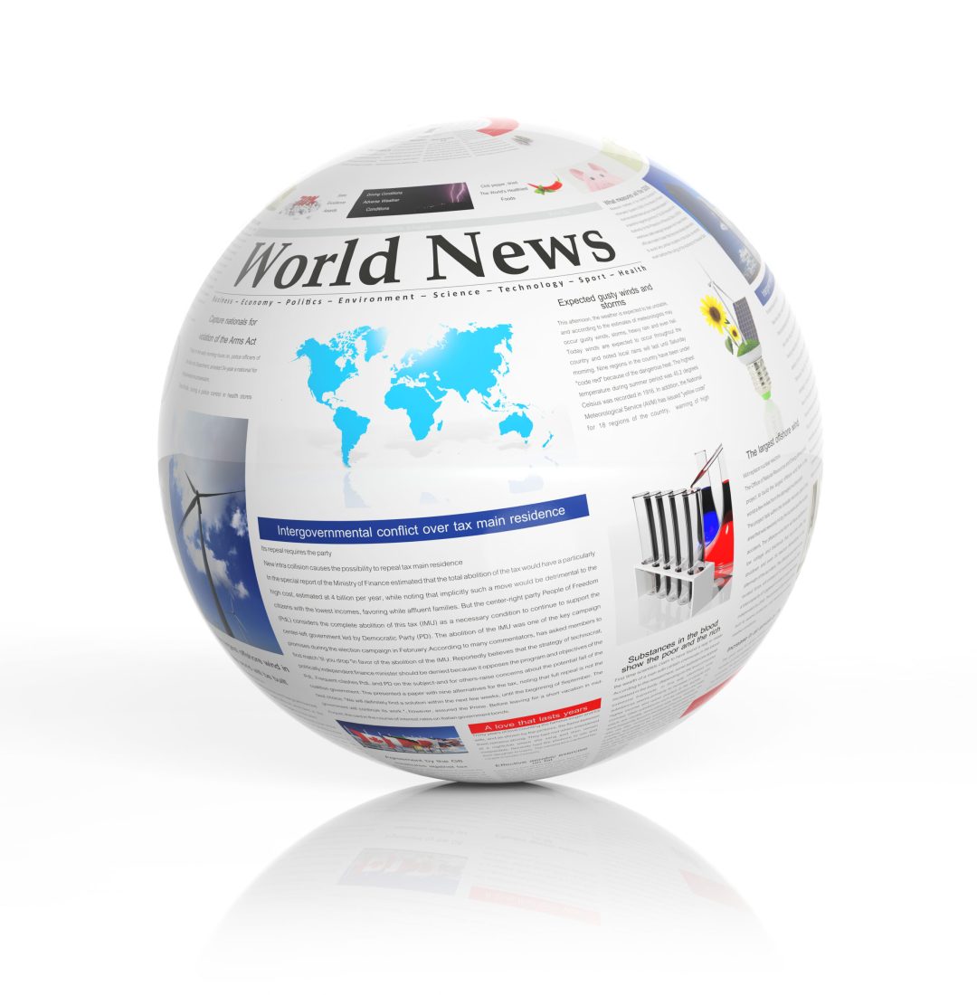 World news represented by a newspaper globe